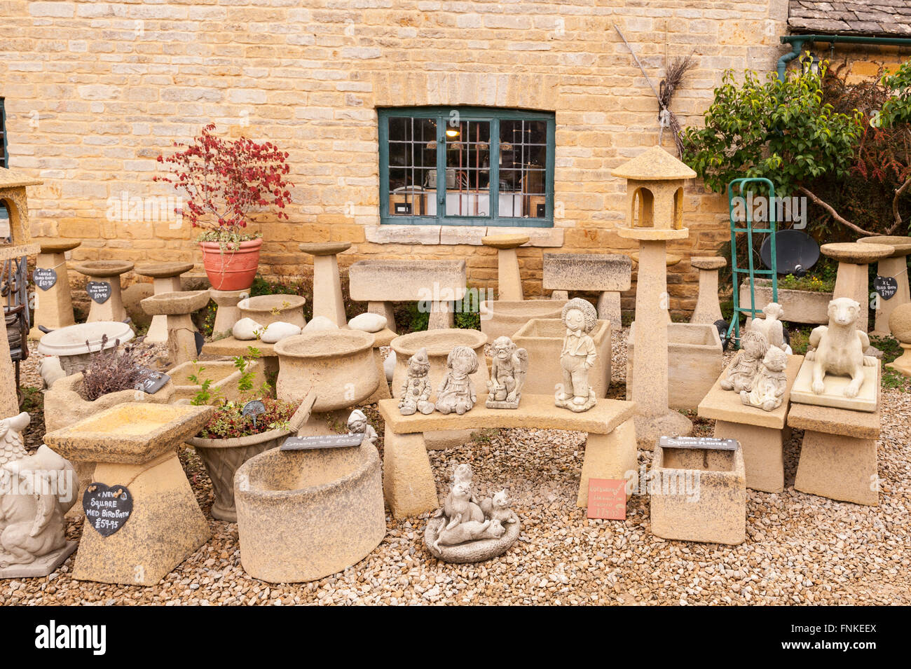 Cotswold stone garden ornaments for sale in the Uk Stock Photo