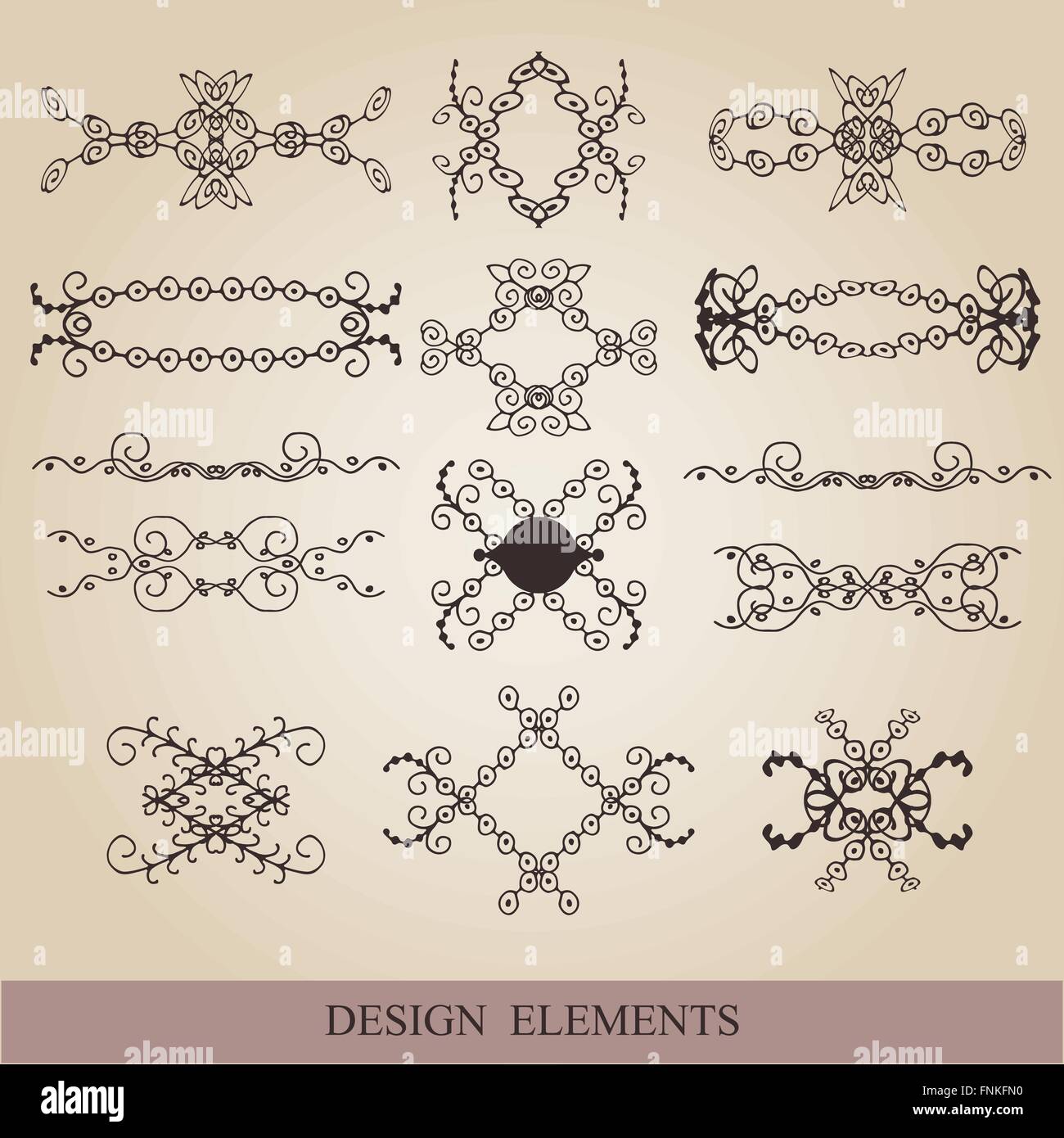 Calligraphic elements vintage set . Vector frame ornament Stock Vector ...