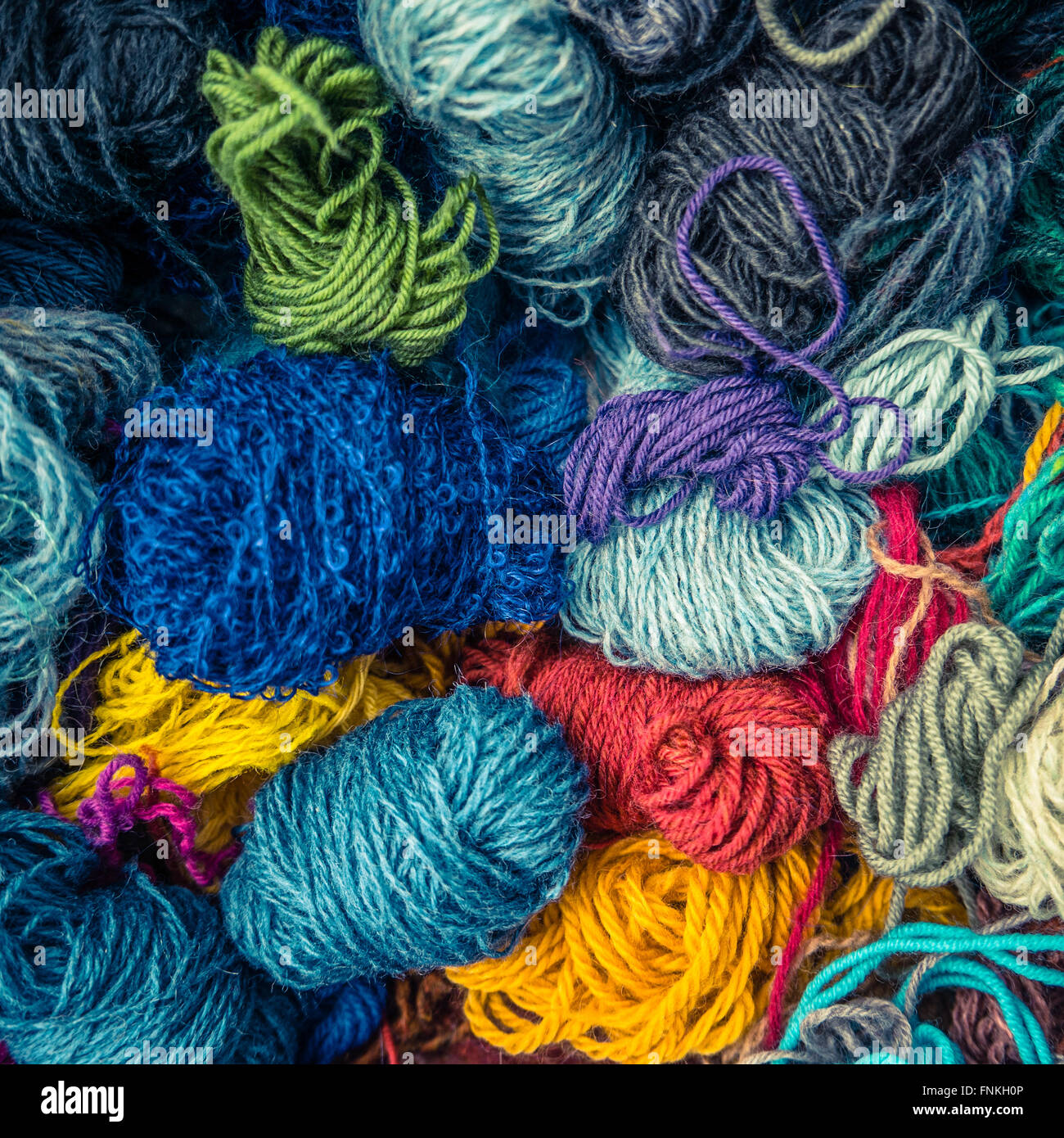 Texture Of Different Types Of Balls Of  Wool Stock Photo