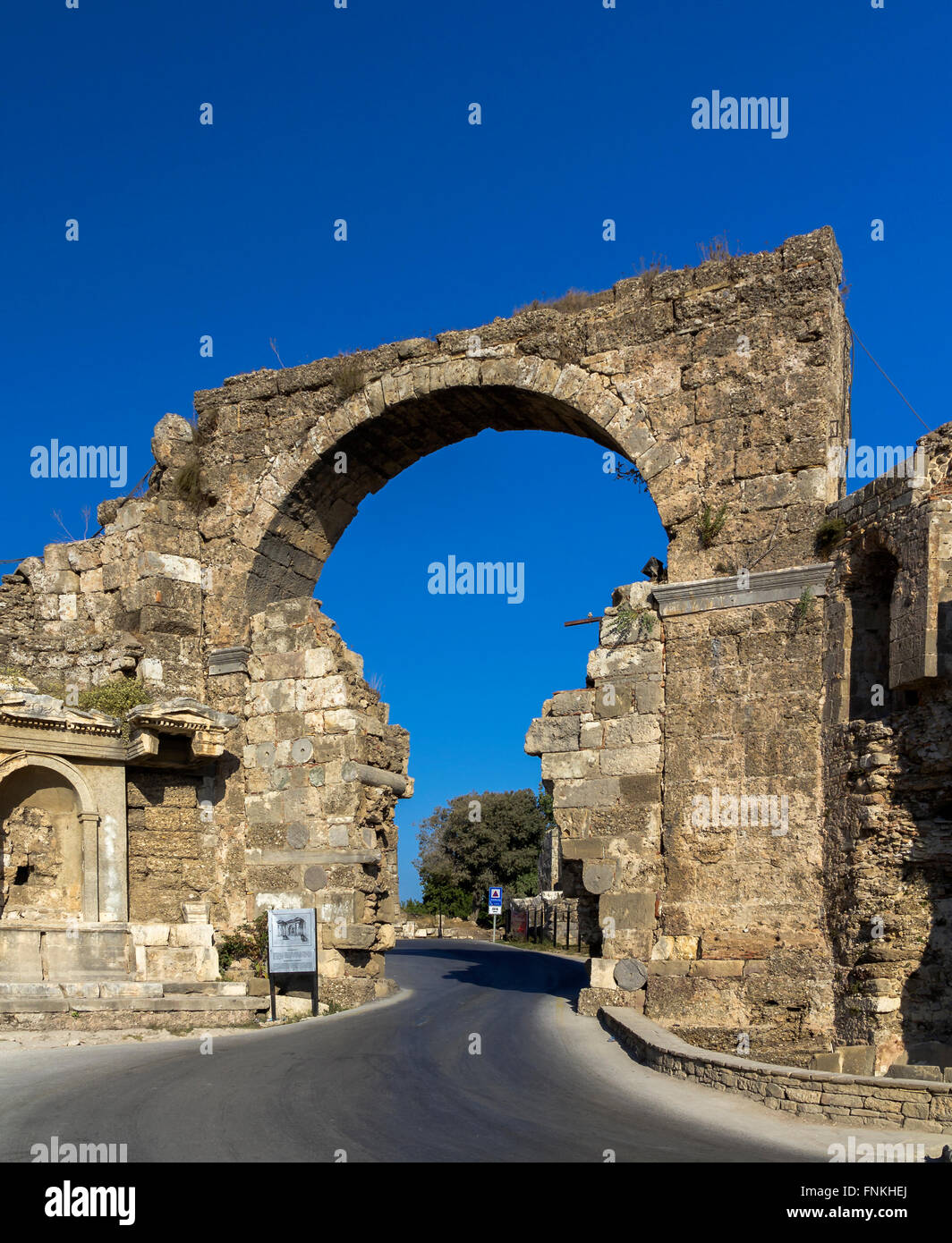 Gate of Vespasian, Side, Turkey Stock Photo