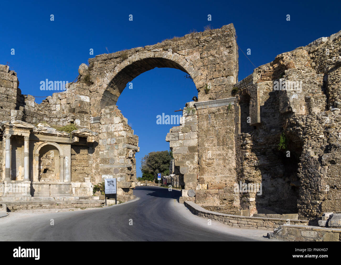 Gate of Vespasian, Side, Turkey Stock Photo
