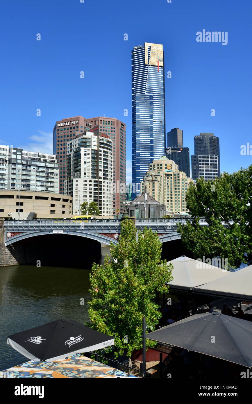 Australia, Victoria, Melbourne, Queen's Bridge and Southgate Stock Photo