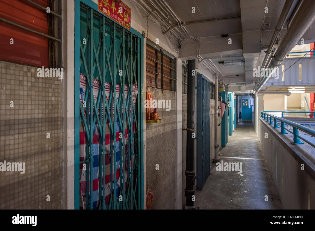 Corridor in Hong Kong Estate Stock Photo