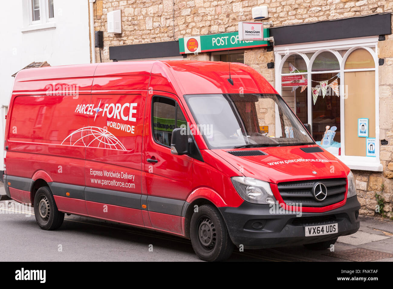 A Parcel Force van outside the Post Office in