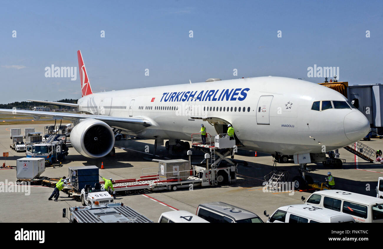 Boeing 777 of Turkish airlines in Narita international