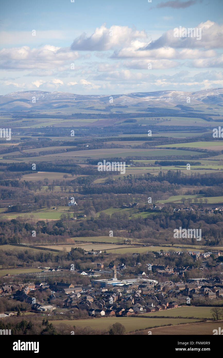 Scottish Borders, Scotland. Elevated view of the Scottish Borders area