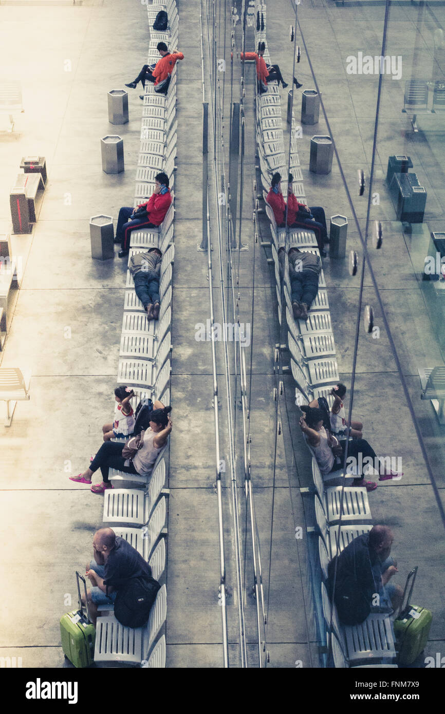 waiting people concept - abstract, soft focus, vintage style Stock Photo