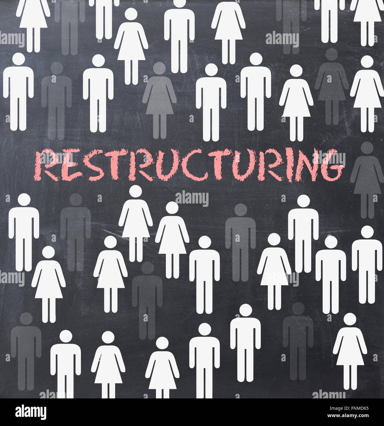 Restructuring process concept on blackboard Stock Photo