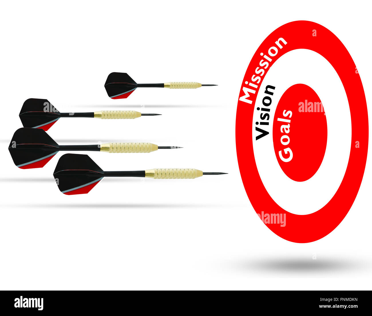 Flying arrows to a target suggesting achievement concept Stock Photo