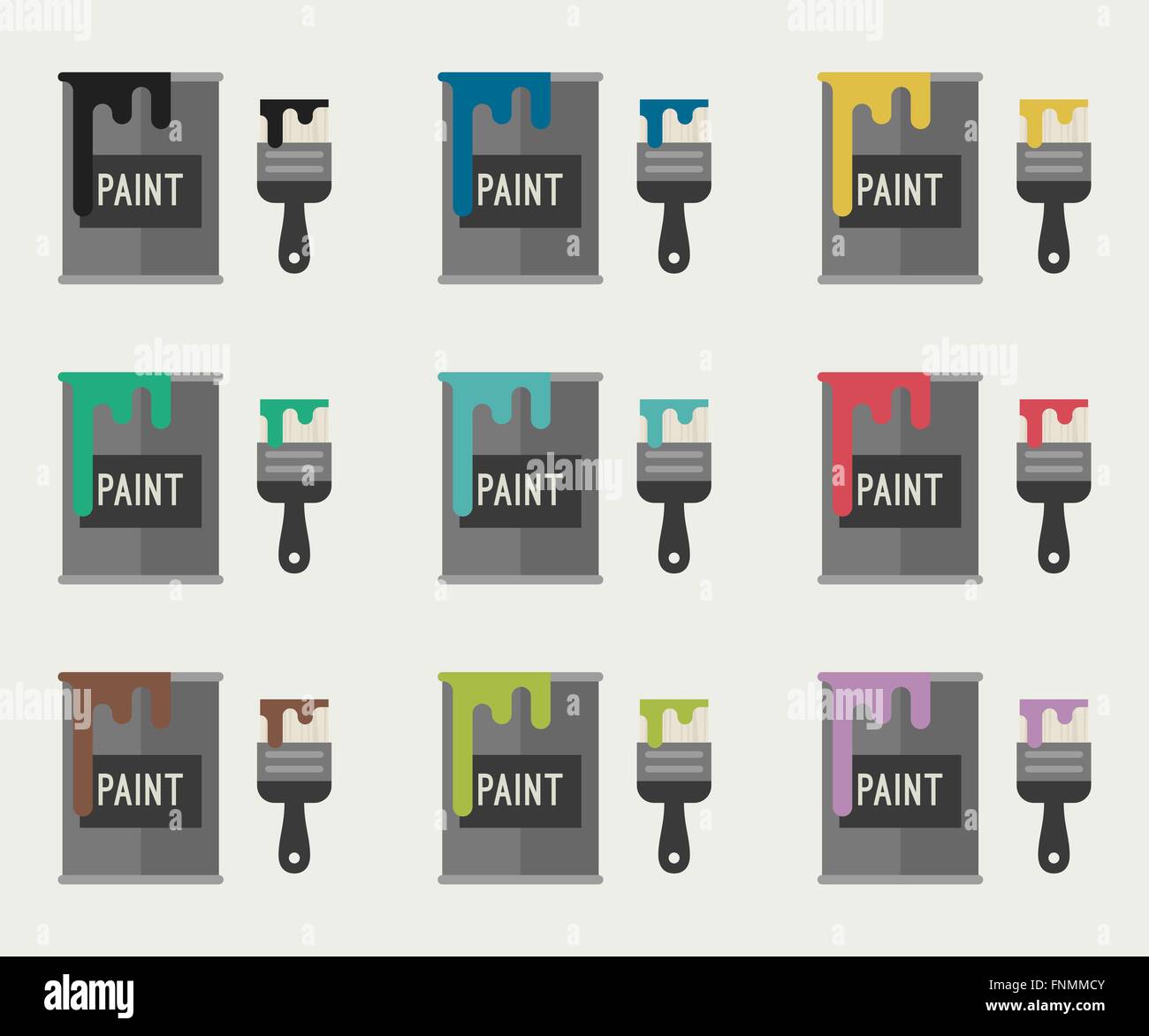 Paint brushes and paint buckets Stock Vector Image & Art - Alamy
