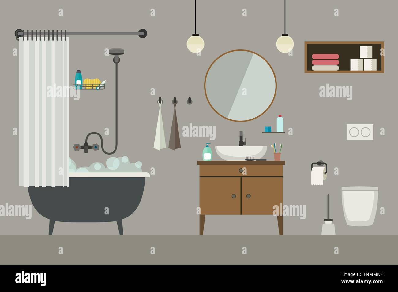 Bathroom interior with furniture Stock Vector Image & Art - Alamy