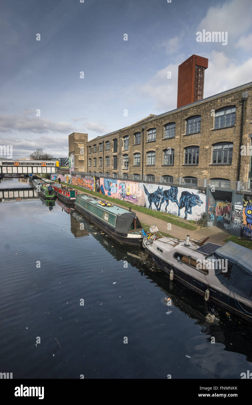 warehouse on lee navigation canal, london Stock Photo