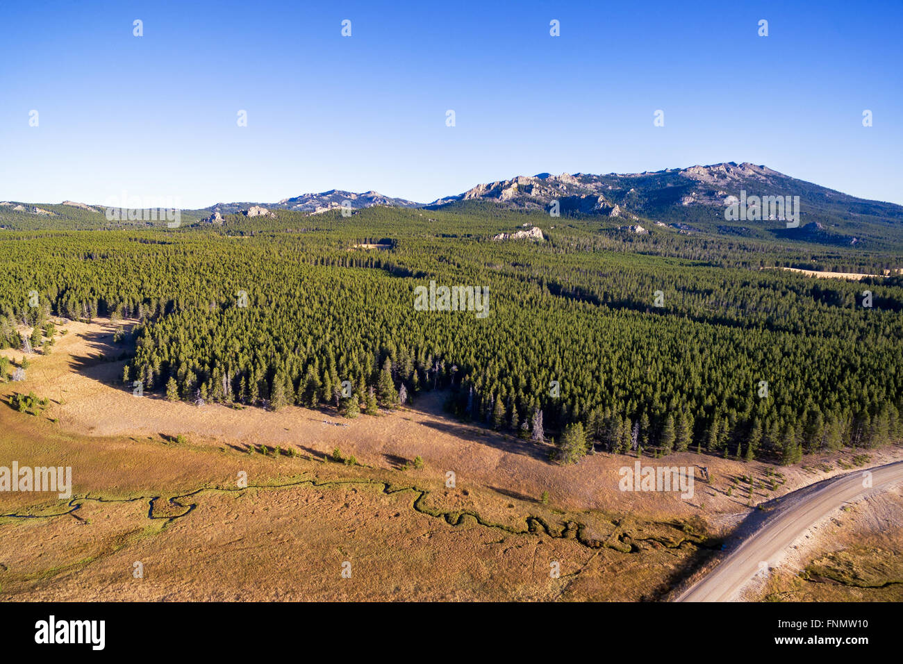 Aerial view of the Bighorn Mountains in Wyoming Stock Photo