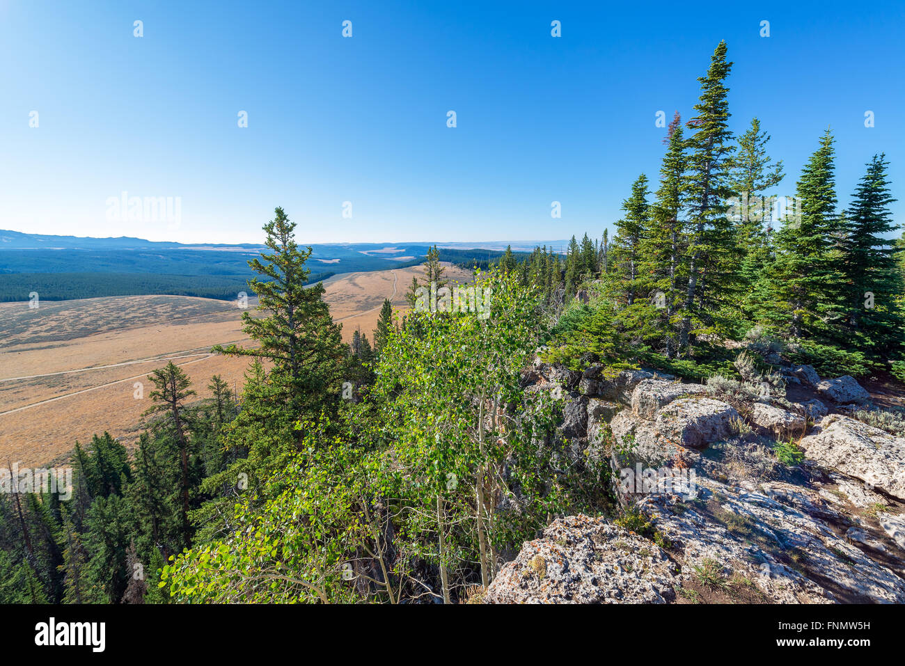 Dramatic landscape in Wyoming as seen from High Park Lookout Stock Photo