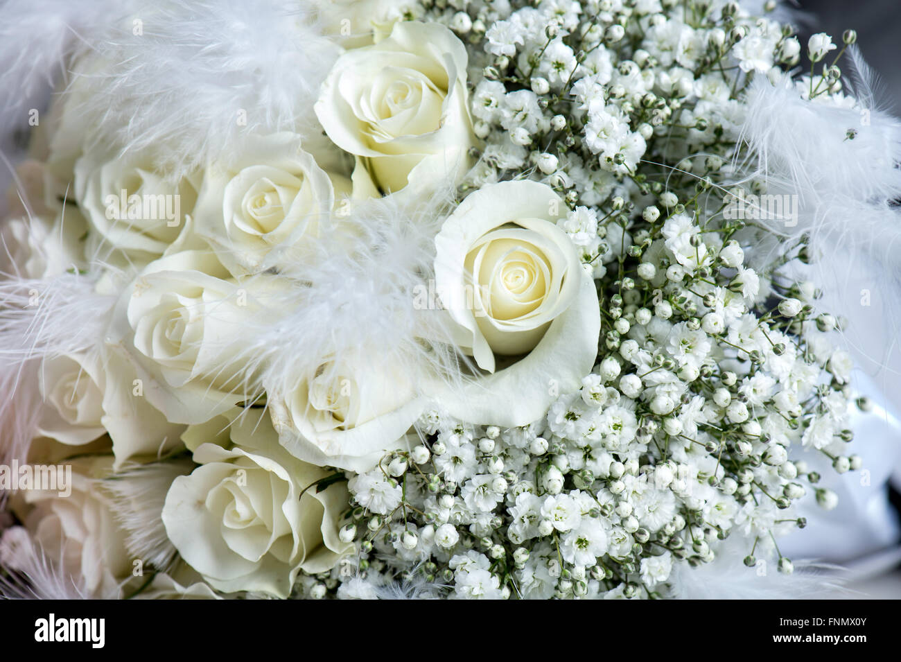 bouquet of white flowers wedding with white rose Stock Photo