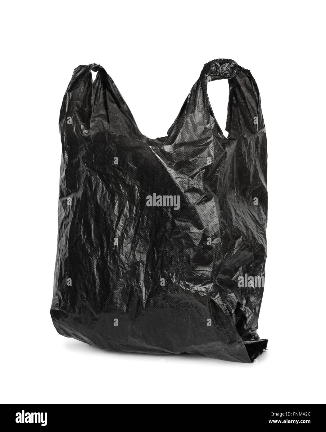 Black Plastic Bag Isolated On White FNMX2C 
