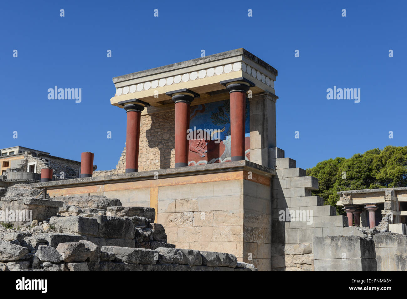 North Entrance of Knossos Palace. Heraklion. Crete. Stock Photo