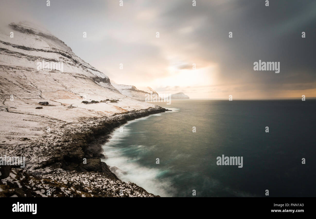 Dramatic scene And Stormy Weather. Faroe islands, Denmark, Europe Stock Photo