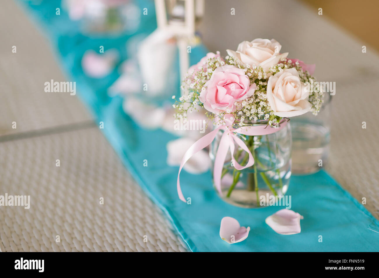Pretty pastel colour flowers for table top decoration Stock Photo Alamy