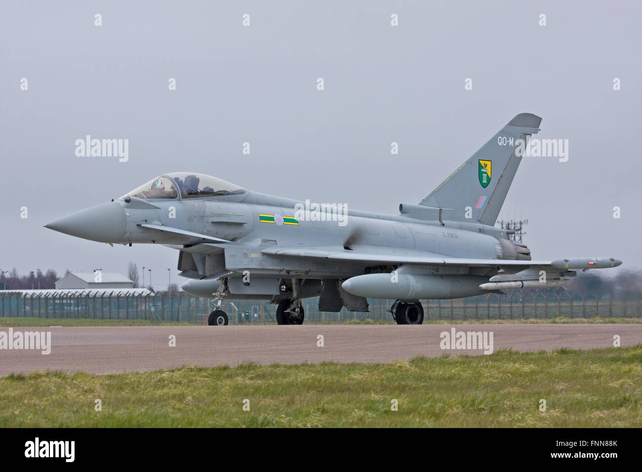 Typhoon ZJ913/QO-M of No.3(F) Squadron at RAF Coningsby Stock Photo