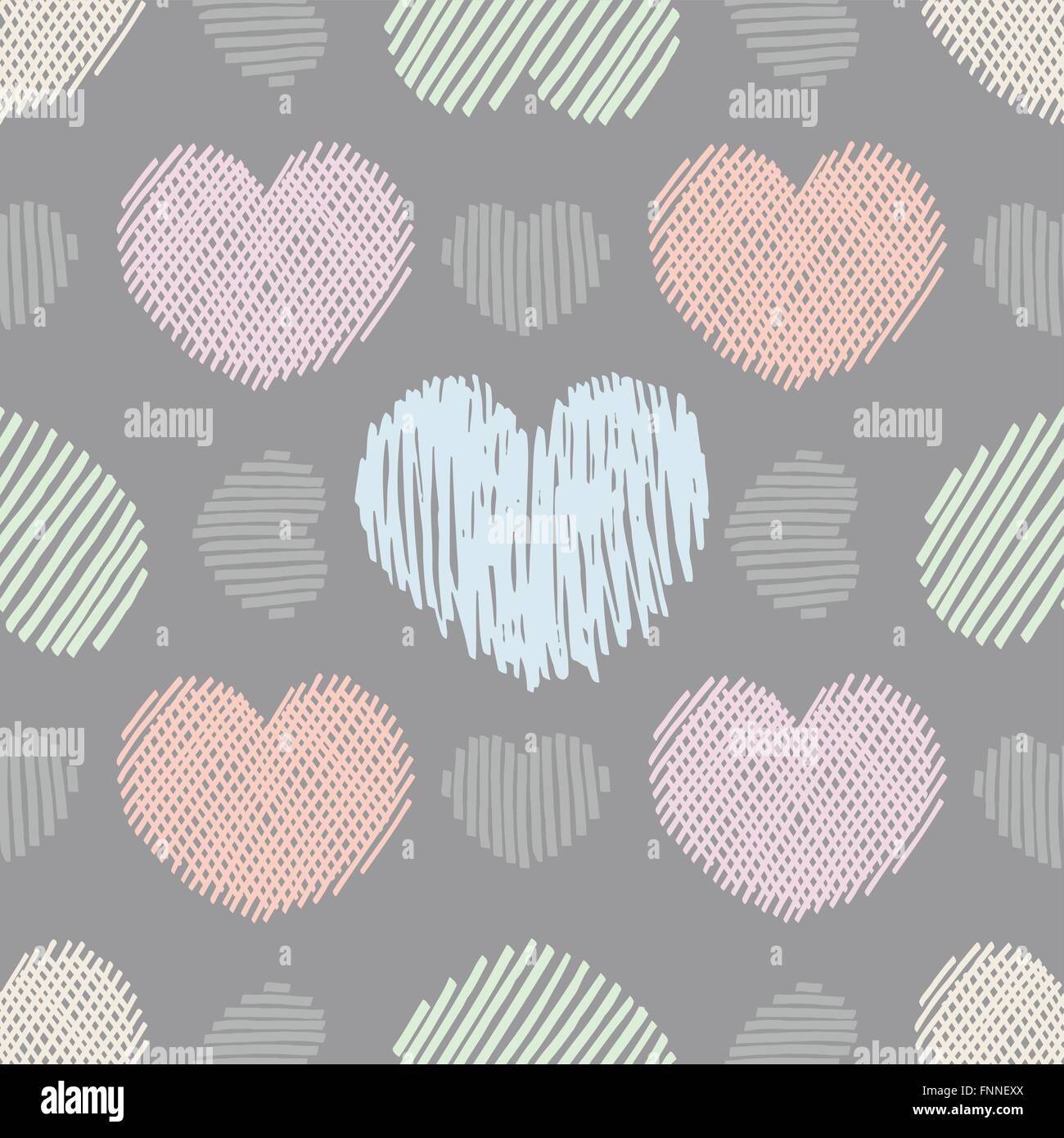Doodle hearts. Seamless vector pattern with various doodle hearts Stock ...