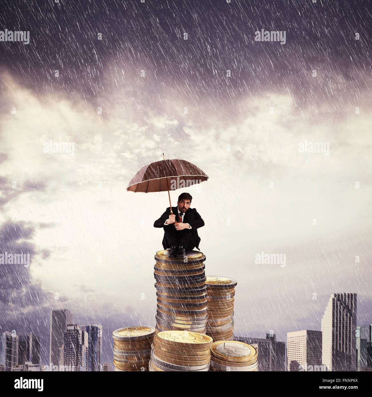 Lonely with savings Stock Photo