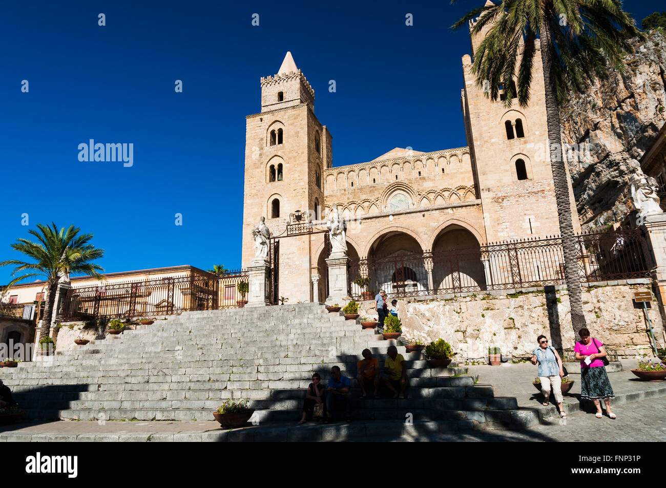 Cathedral-Basilica of Cefalù, is a Roman Catholic church in Cefalù, Sicily, Italy. Stock Photo
