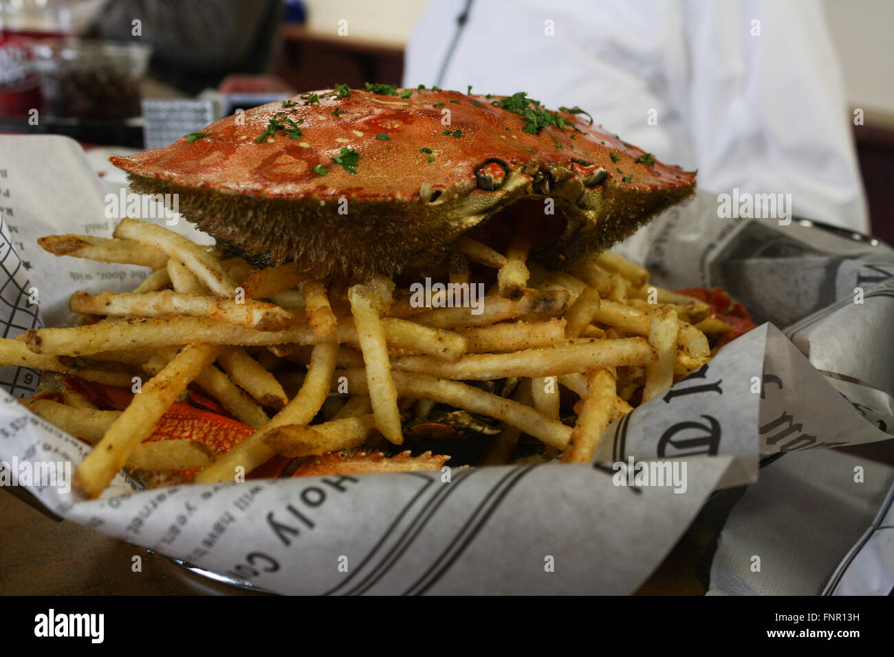 Chips and Dungeness Crab, Juneau, Alaska, USA Stock Photo Alamy