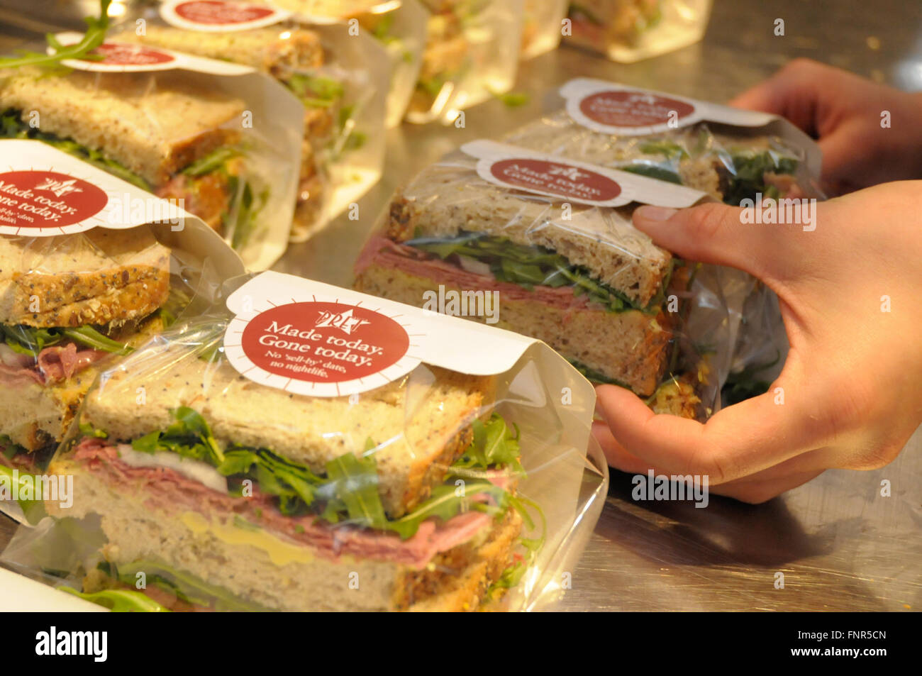 Pret a Manger sandwiches being prepared for customers Stock Photo - Alamy
