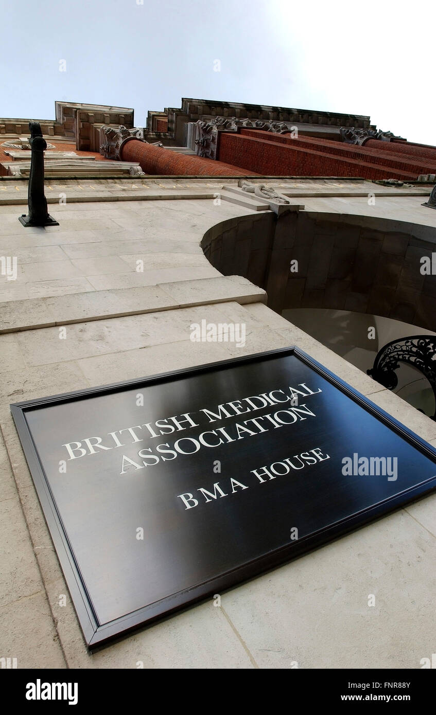 The name plaque outside the headquarters of the British Medical Association in London England. Stock Photo