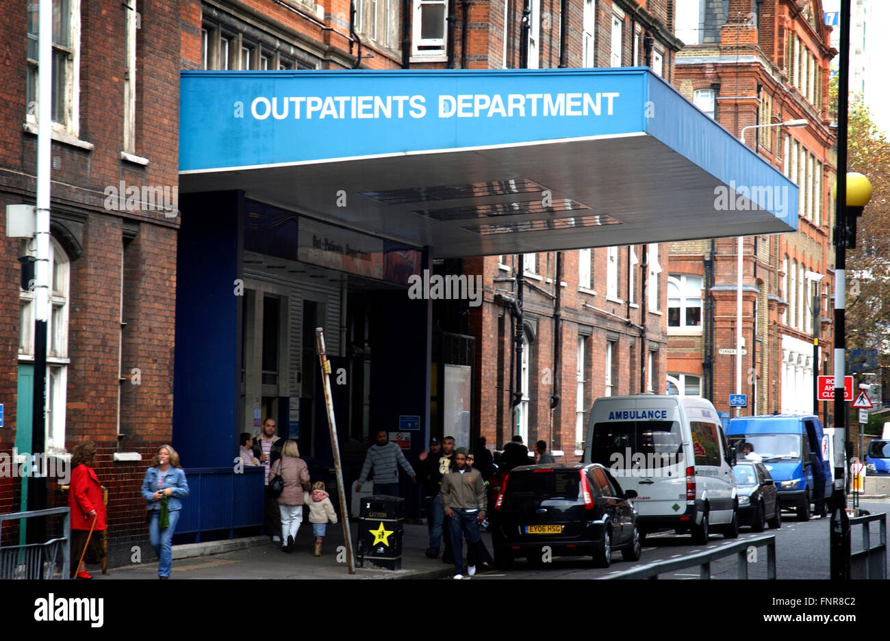 Outpatient department at The Royal London Hospital. Founded in 1740, the hospital  is part of the Barts and the London NHS Trust Stock Photo