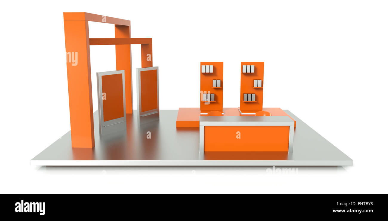 Empty exhibition booth, copy space illustration Stock Photo