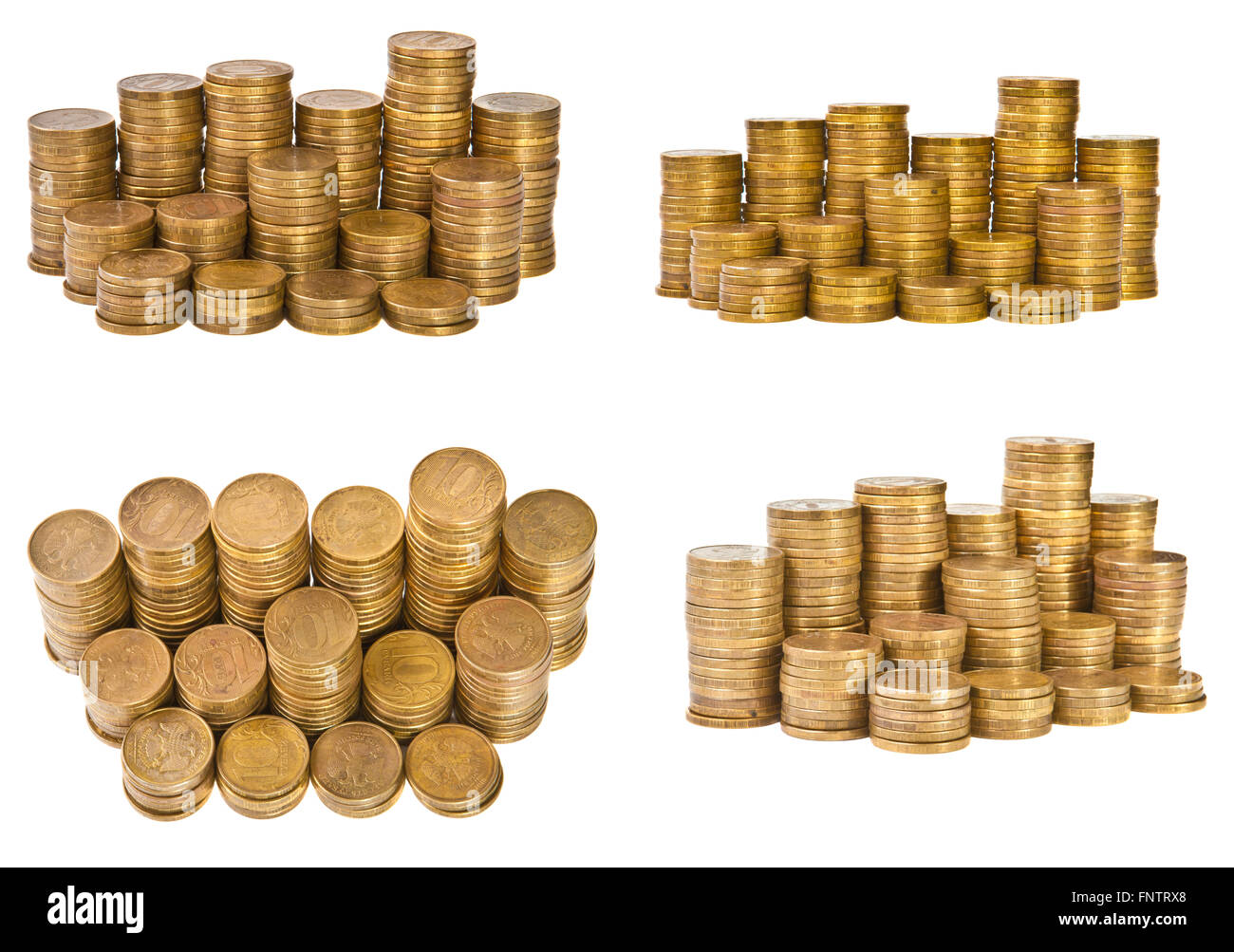 Set the stack of coins isolated on white background Stock Photo - Alamy