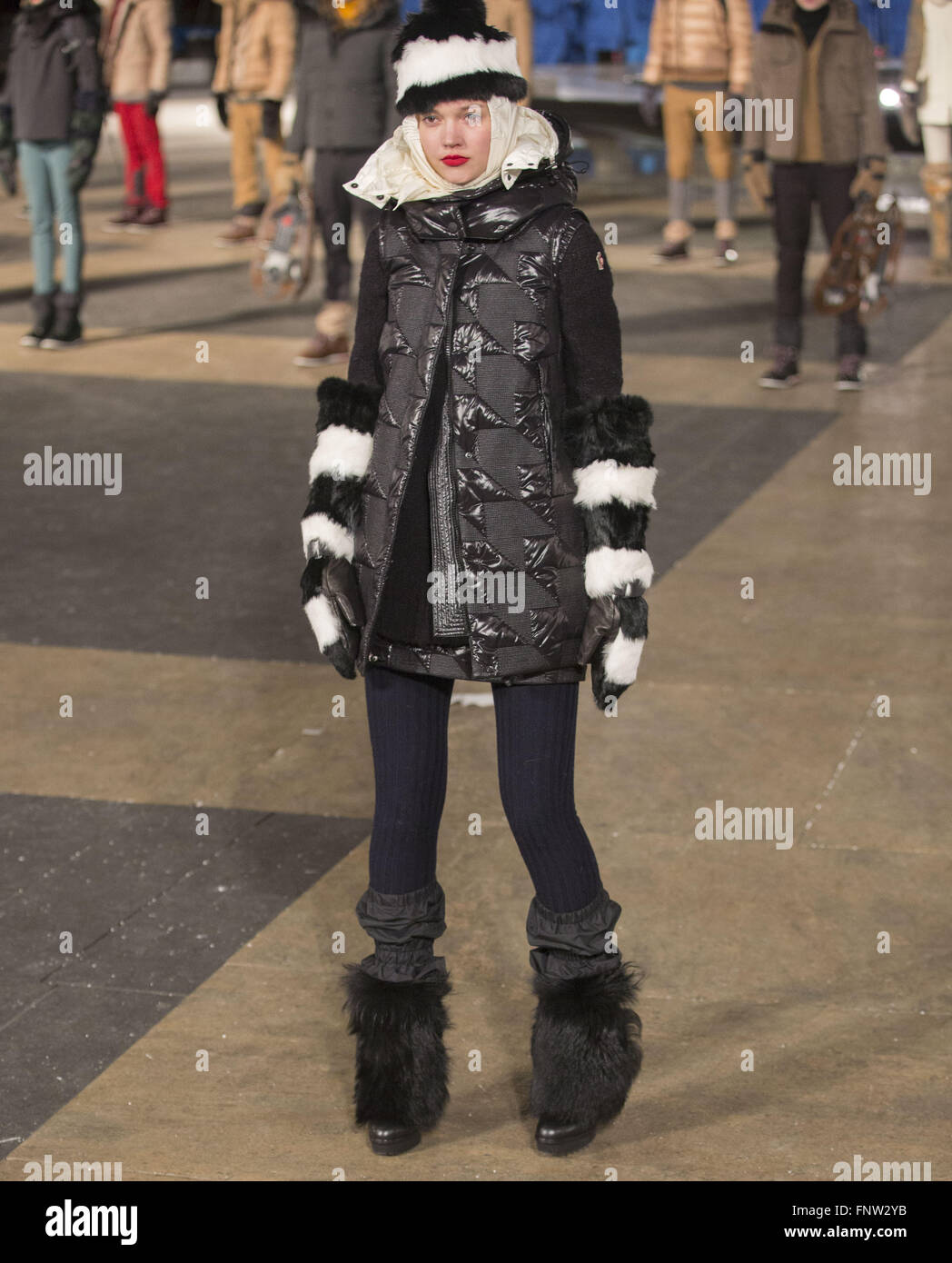 New York Fashion Week Fall/Winter 2016 - Moncler Grenoble Presentation at  Lincoln Center Featuring: Model Where: New York, New York, United States  When: 13 Feb 2016 Stock Photo - Alamy