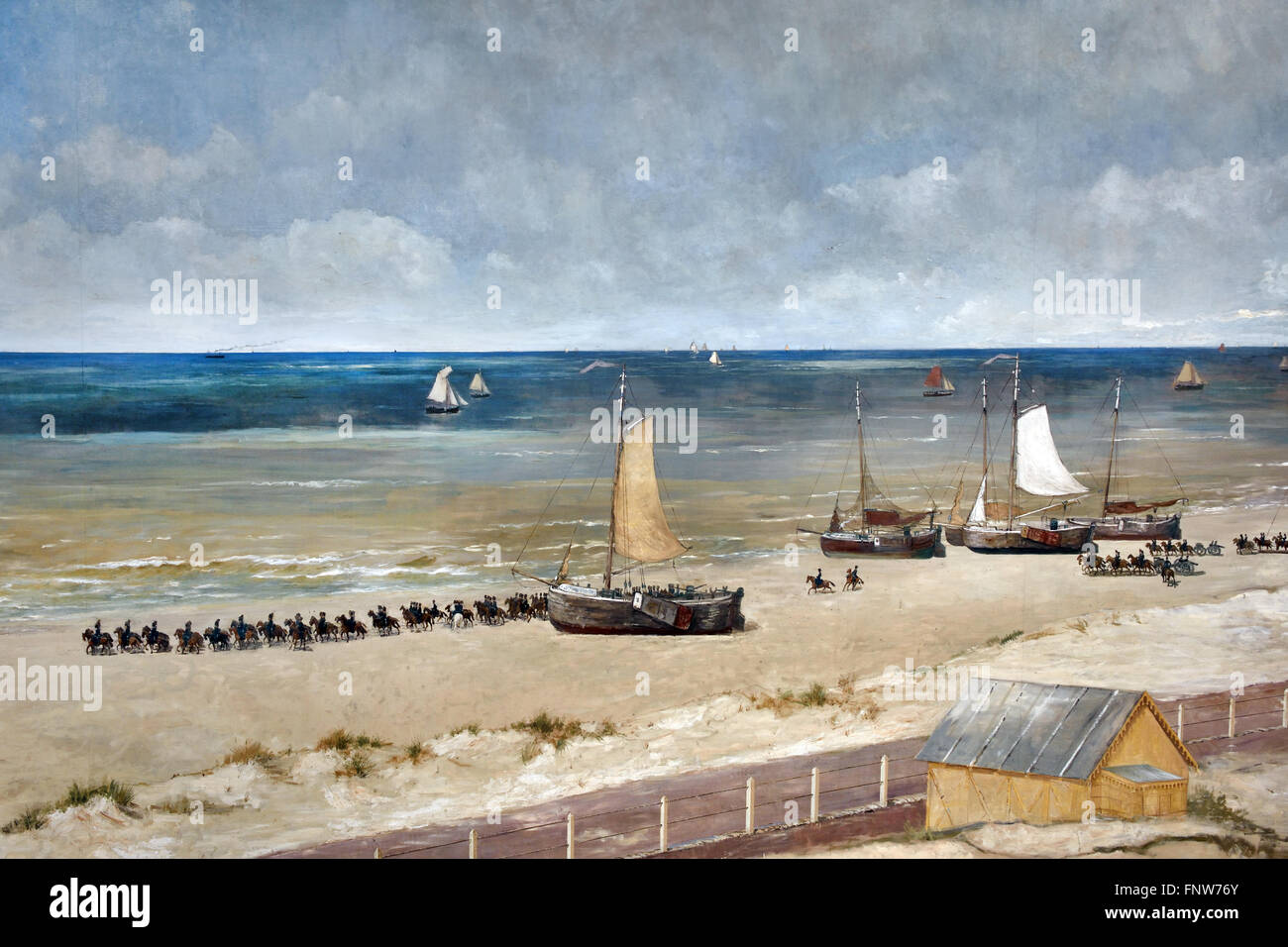 Detail of the Panorama Mesdag - Hendrick Willem Mesdag (1831-1915) The Hague  was a Dutch marine painter Netherlands  ( Panorama Mesdag in The Hague is the largest circular canvas in Europe. Look 360º around you and experience the magical optical illusion created by this panorama of Scheveningen from 1881 ) Stock Photo