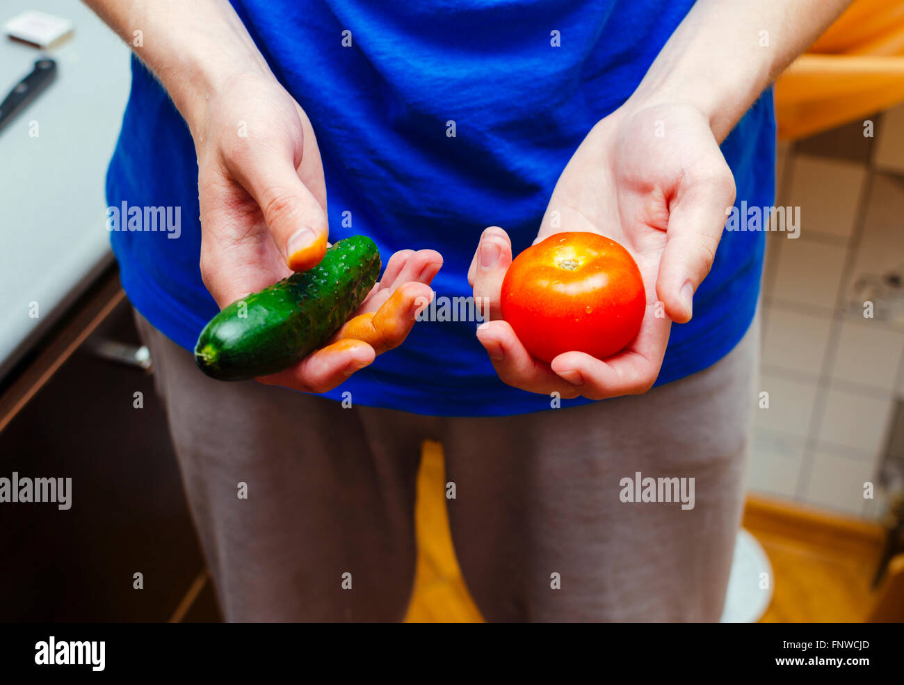 Cucumber And Tomato Stock Photo - Alamy
