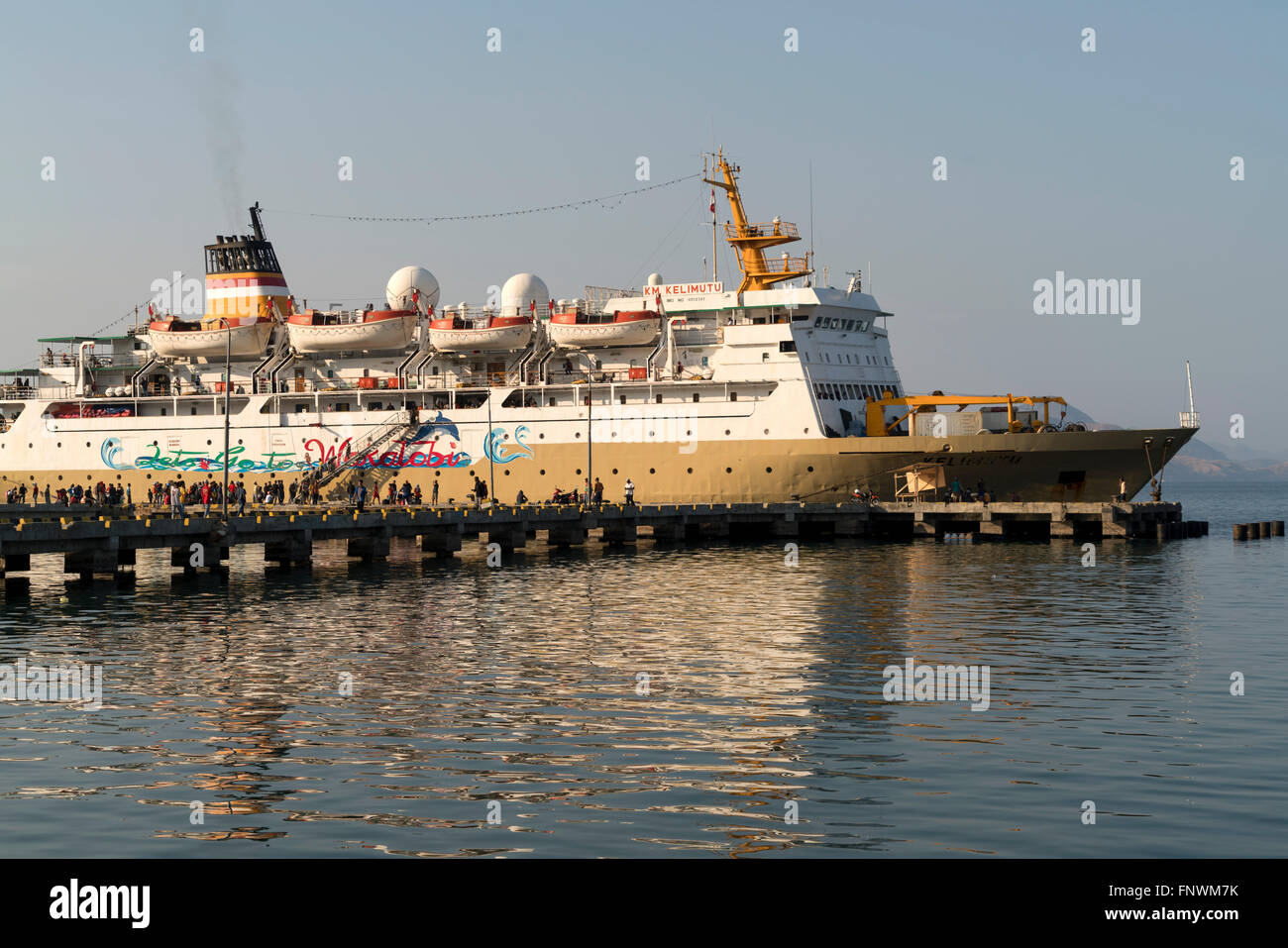 passenger ship KM Kelimutu at the harbour in Labuan Bajo, Flores, Indonesia, Asia Stock Photo