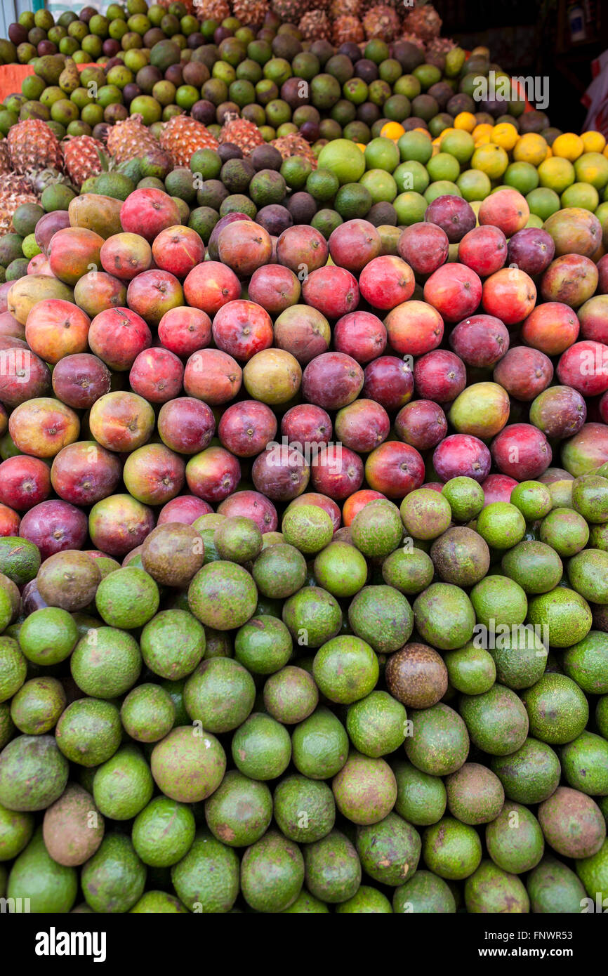 Fresh fruit and vegetables for sale by the side of the road in Addis