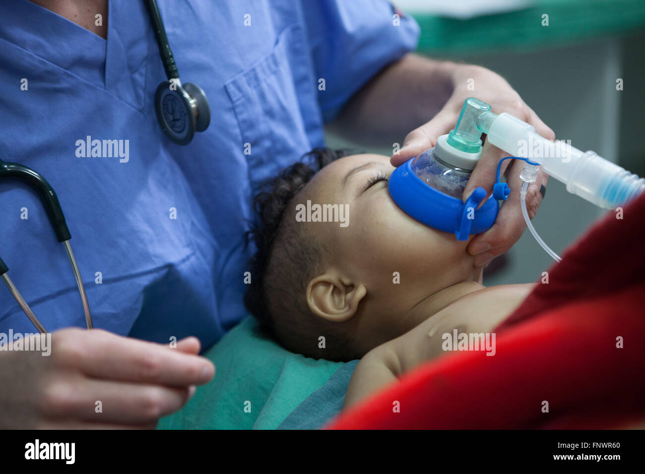 A small child being given oxygen in a hospital, Ethiopia, Africa Stock ...
