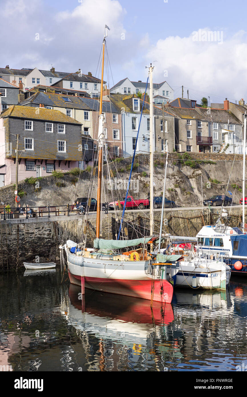 Calm waters in Mevagissey harbour Cornwall UK Stock Photo