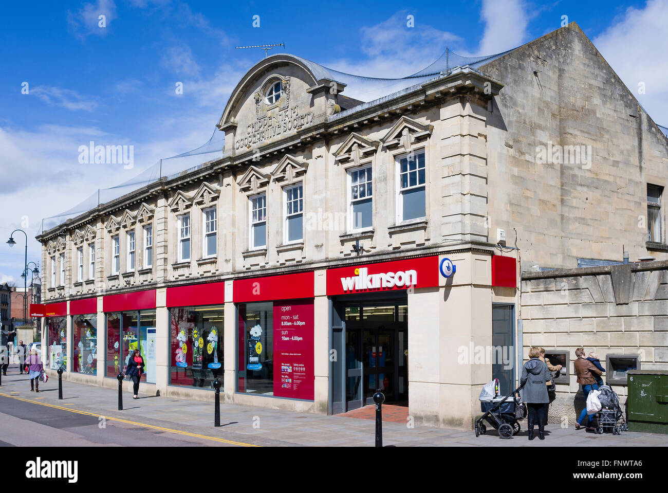 Wilkinson general store selling wide range of goods similar to former Woolworths in former Cooperative Society building Stock Photo