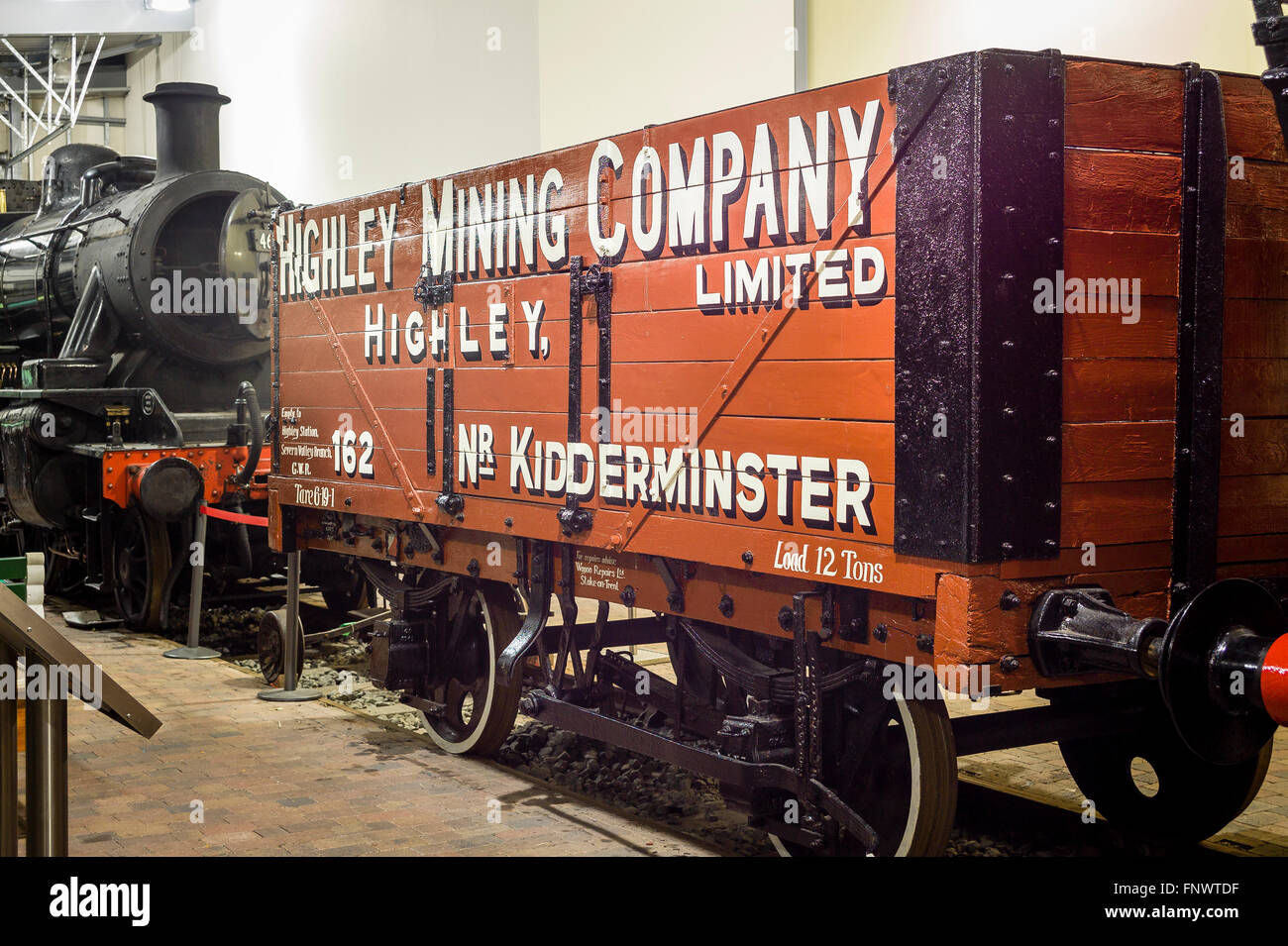 Old wooden railway wagon in the SVR museum in Highley Worcs UK Stock