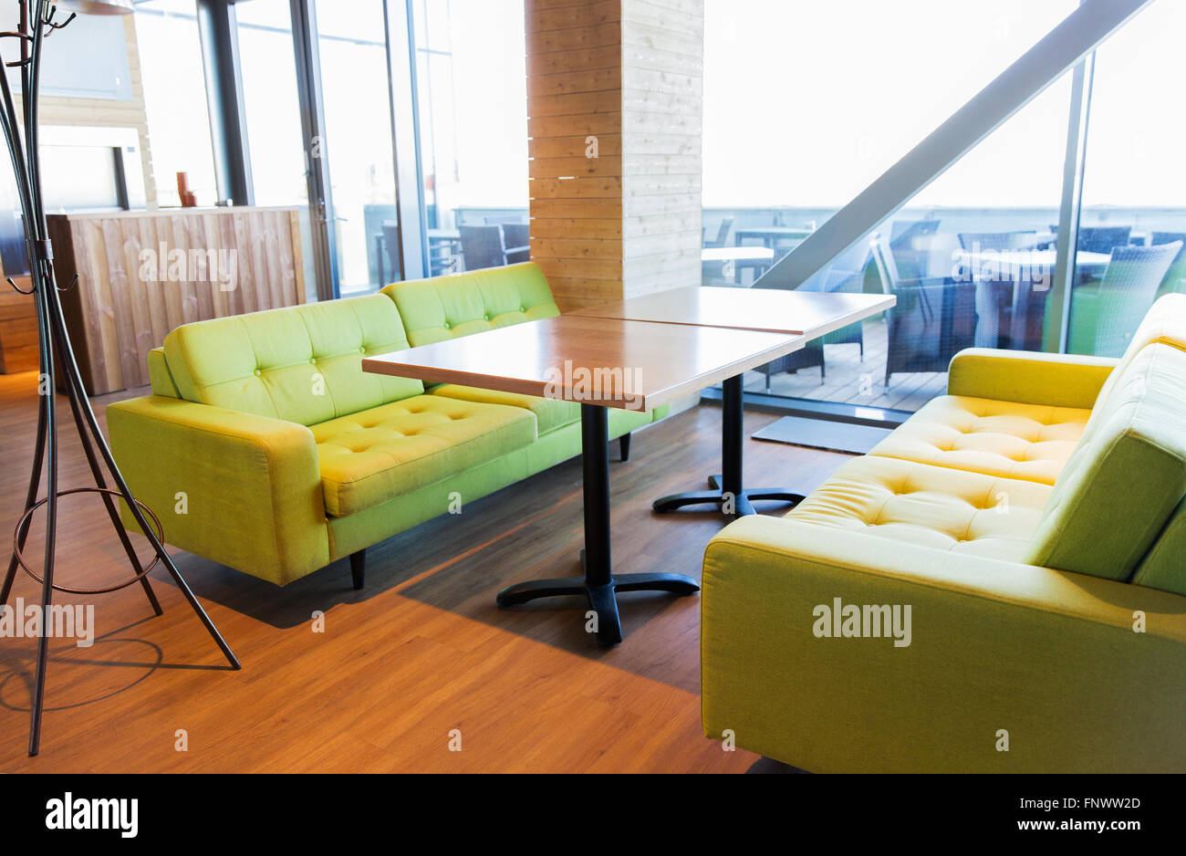 restaurant interior with table and sofas Stock Photo Alamy