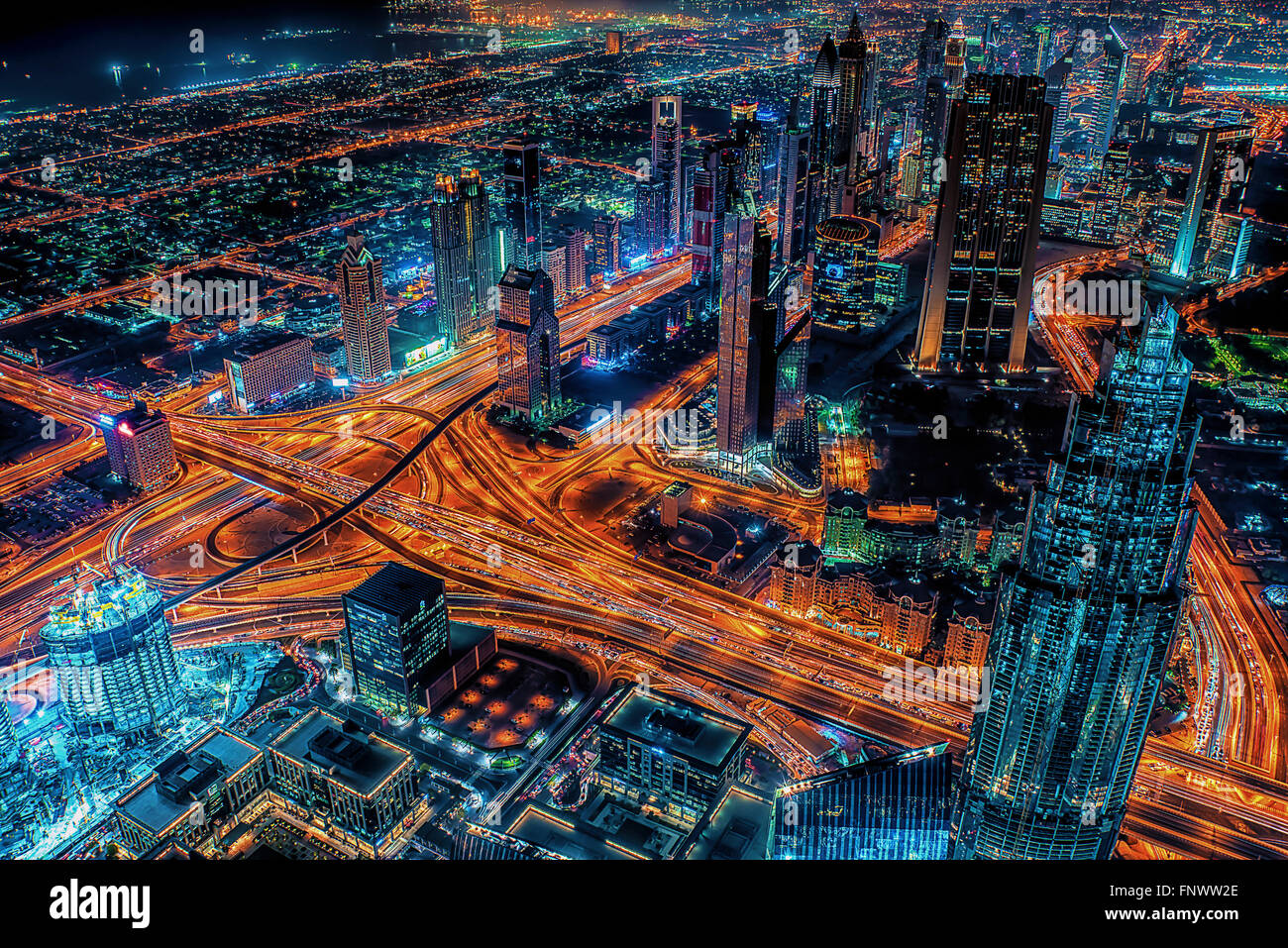Dubai City At Night Stock Photo Alamy