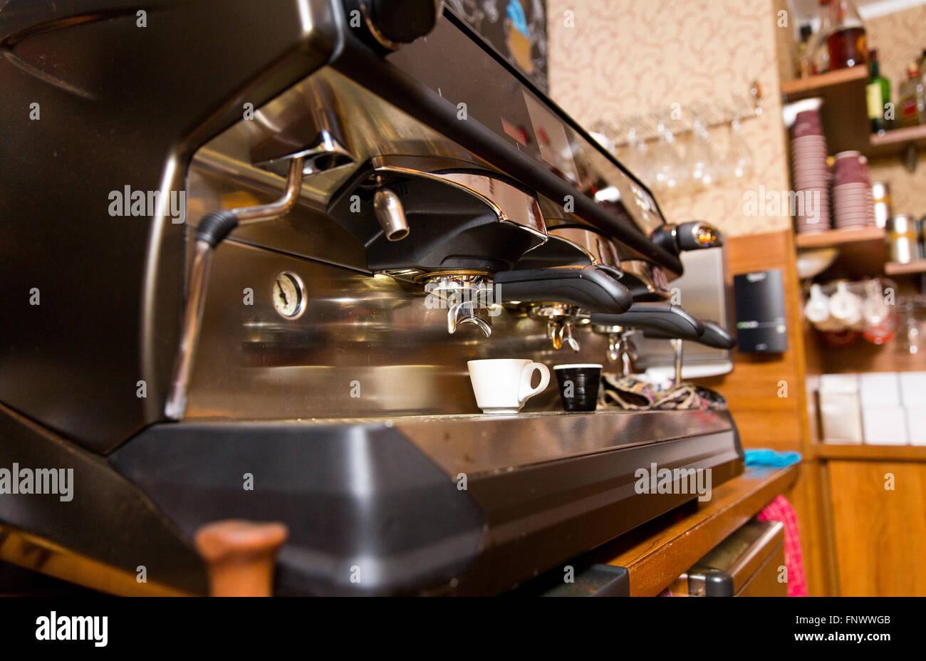 close up of coffee machine at cafe or restaurant Stock Photo Alamy