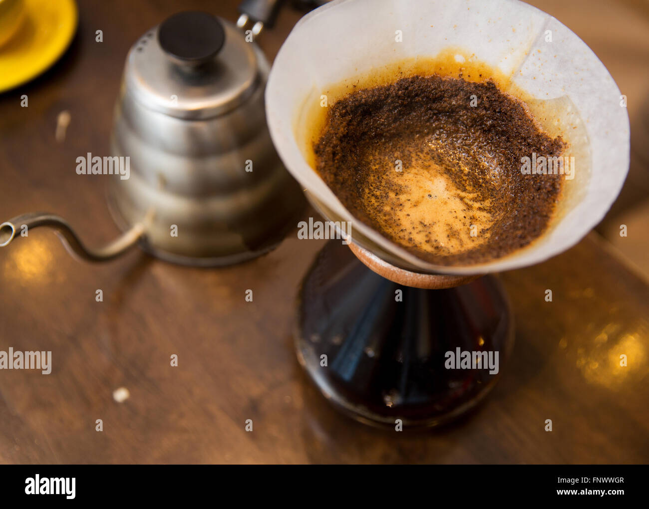 close up of coffeemaker and coffee pot Stock Photo
