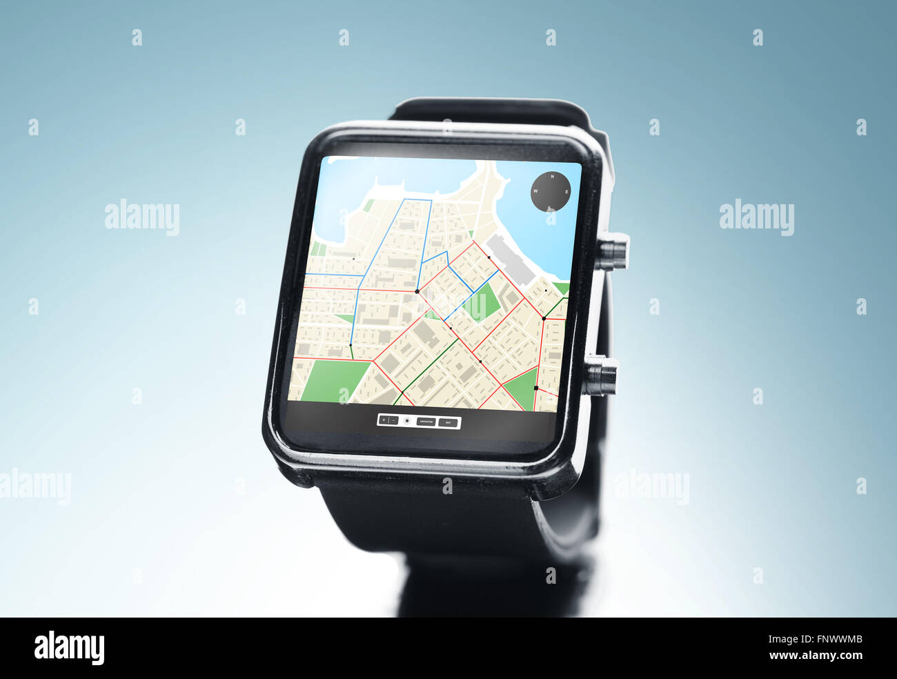 close up of smart watch with gps navigation app Stock Photo - Alamy