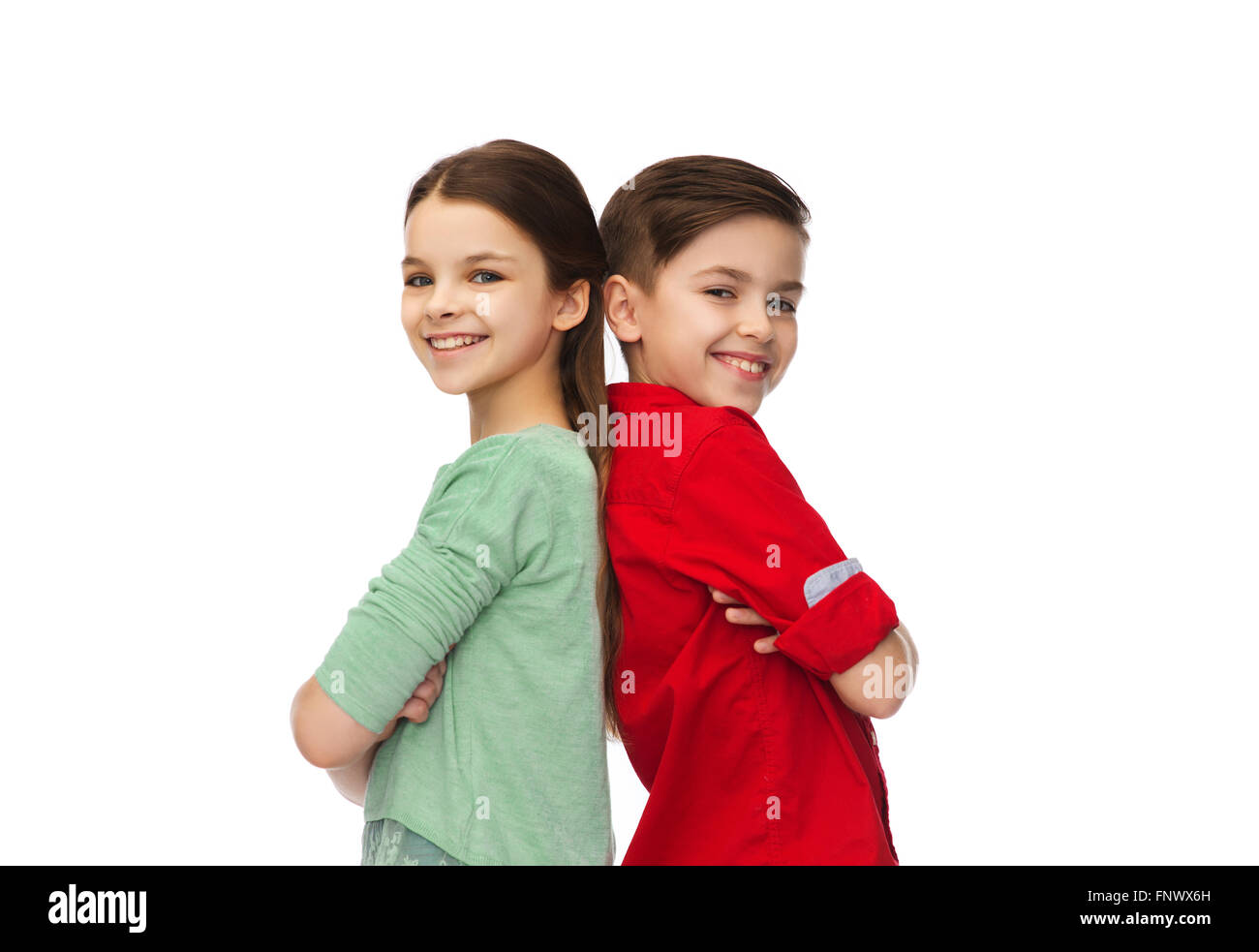 happy boy and girl standing together Stock Photo - Alamy