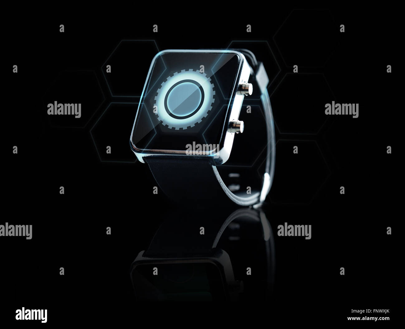 close up of black smart watch Stock Photo
