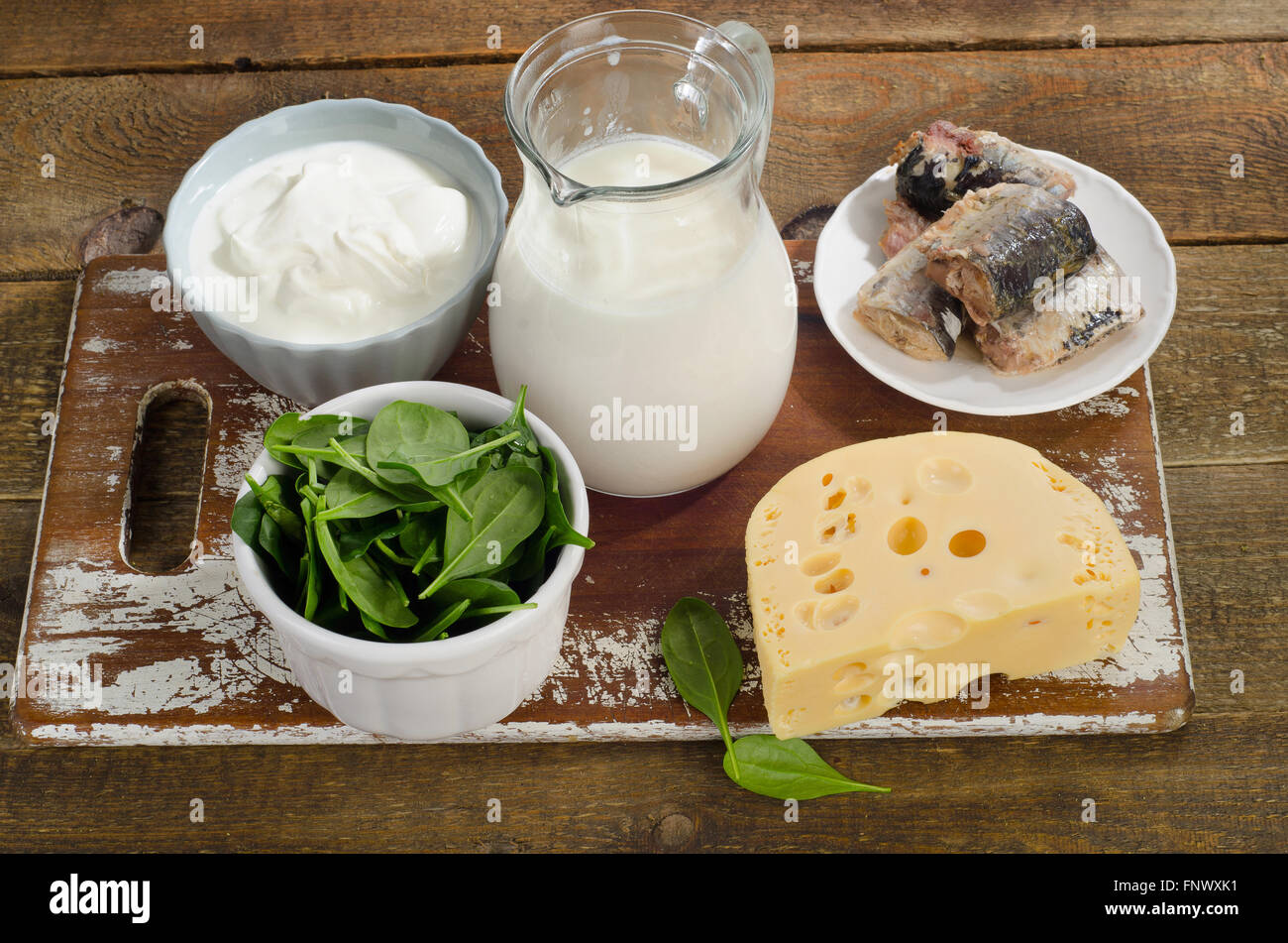 Food Sources of Calcium. Healthy eating Stock Photo